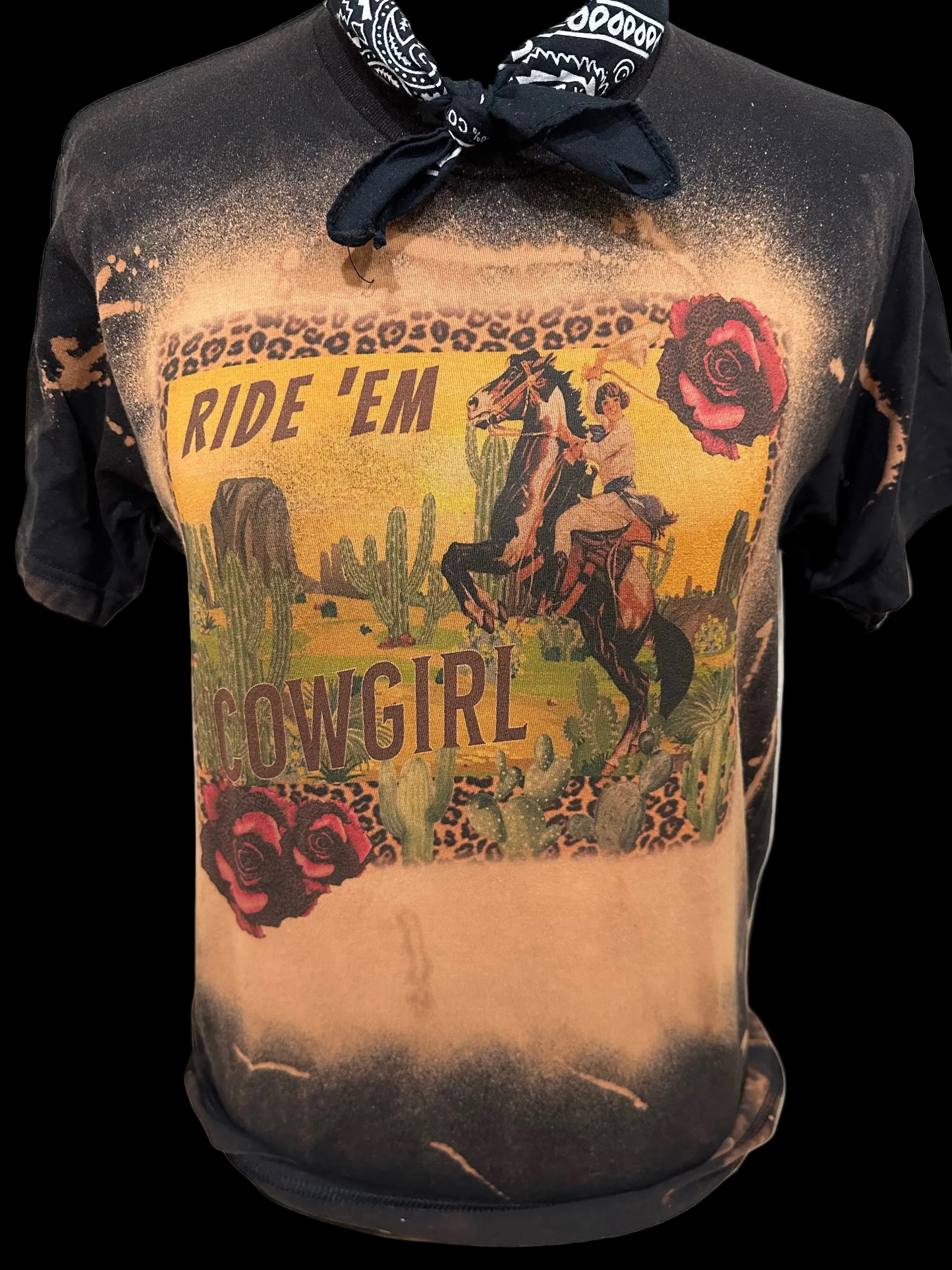 Ride 'Em Cowgirl on Sports Bleached Black Crew