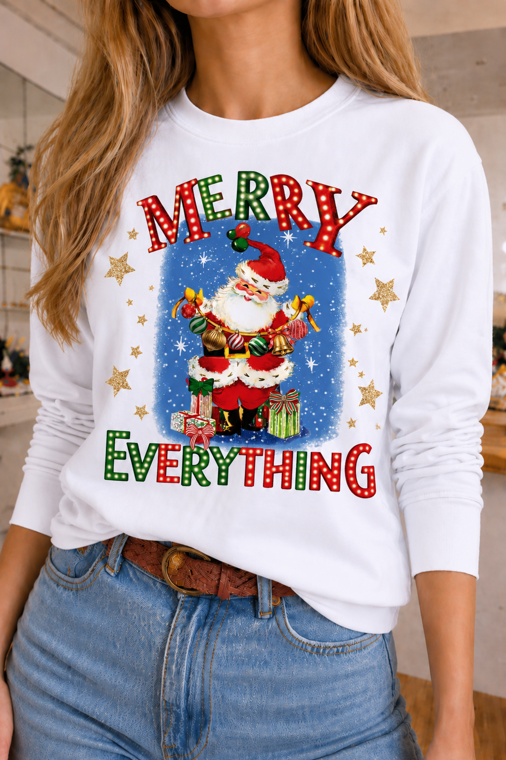 2026 Merry Everything on White Long Sleeve