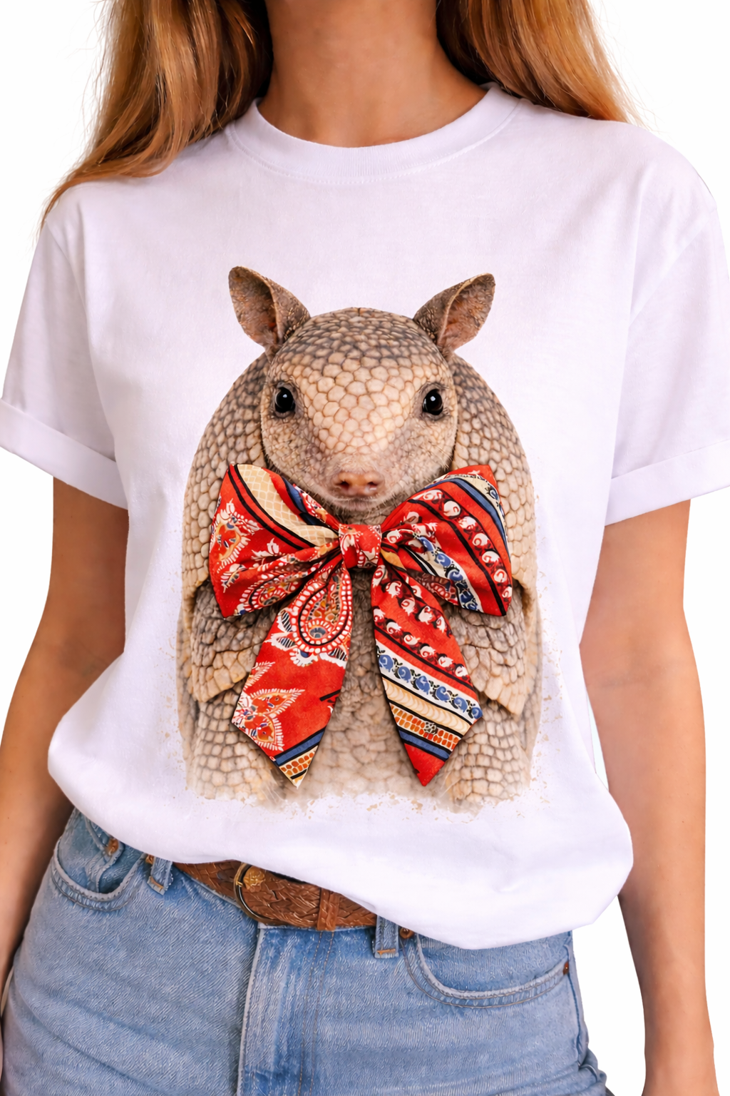 Bow Armadillo on White Crew