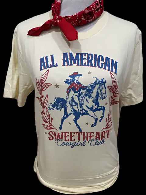 All American Sweetheart on (White or Natural) Crew