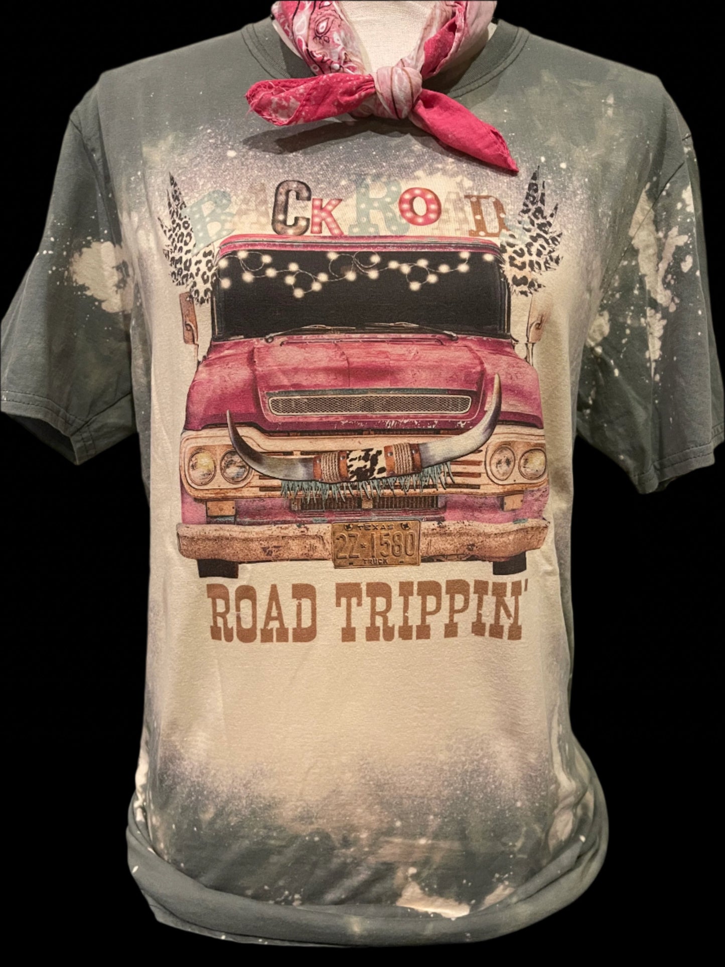 Back Road Road Trippin on (White or Bleached Charcoal) Crew