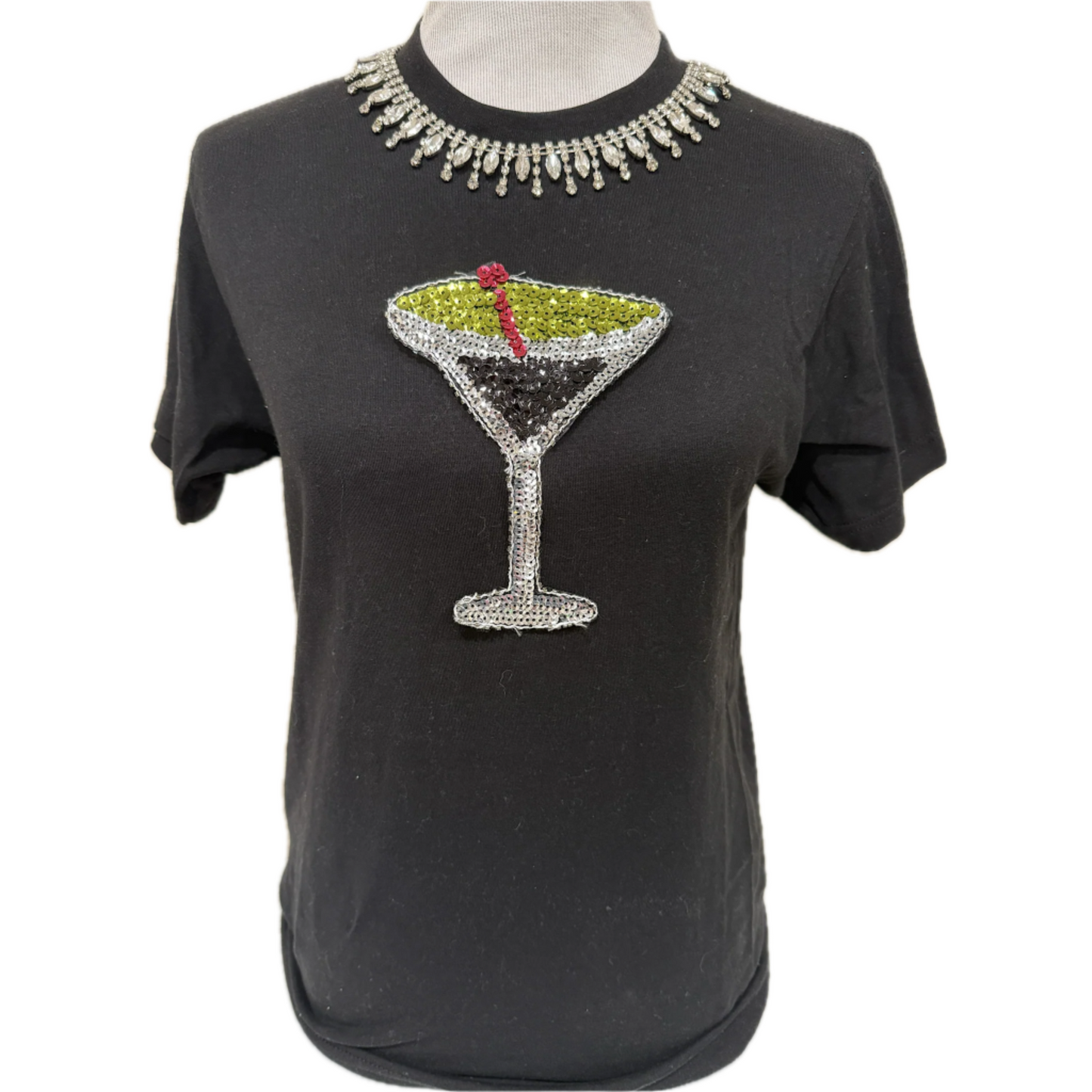 Blingy Collar(Silver) w/ Sequin(C) Martini on Black Crew