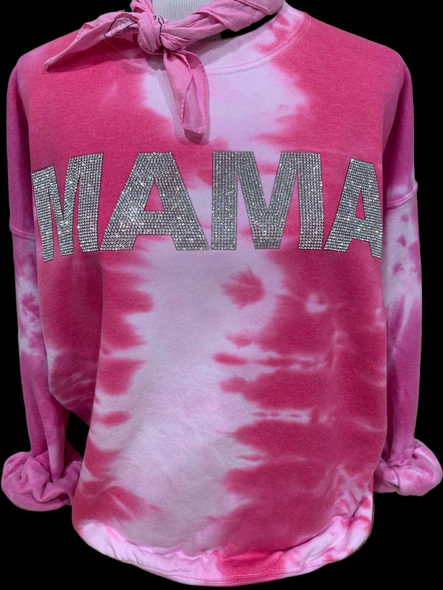 Blingy MAMA on Pink Split Tie Dye Sweatshirt
