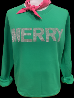Blingy MERRY on Crew OR Sweatshirt