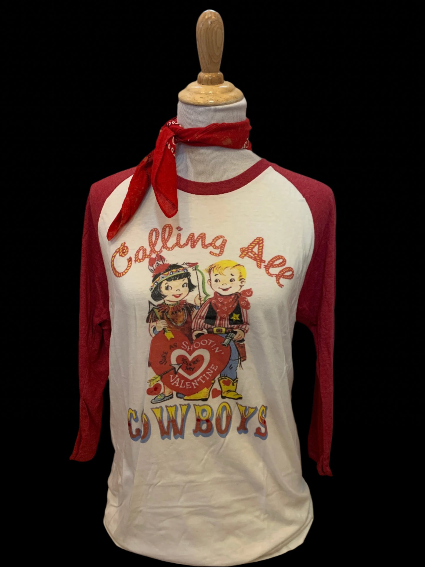 Calling All Cowboys on White Crew or White/Red Raglan