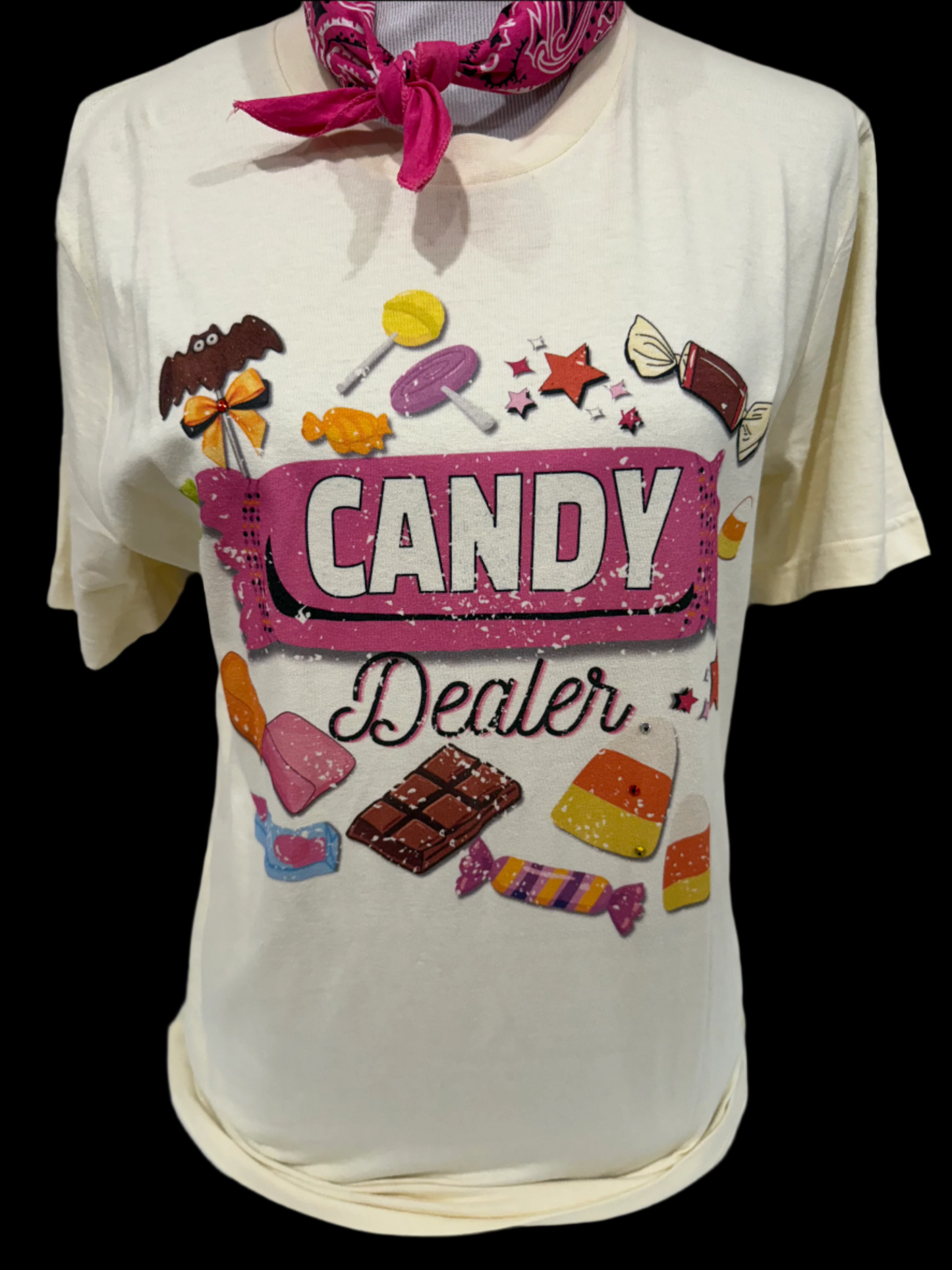 Candy Dealer Long Sleeve, Pink and Natural Tee