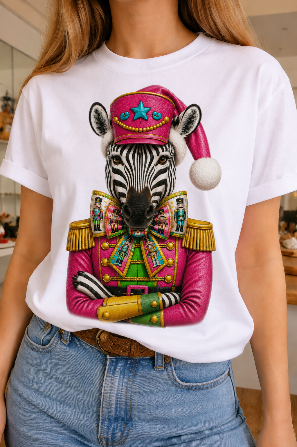Nutcracker Zebra on White Crew