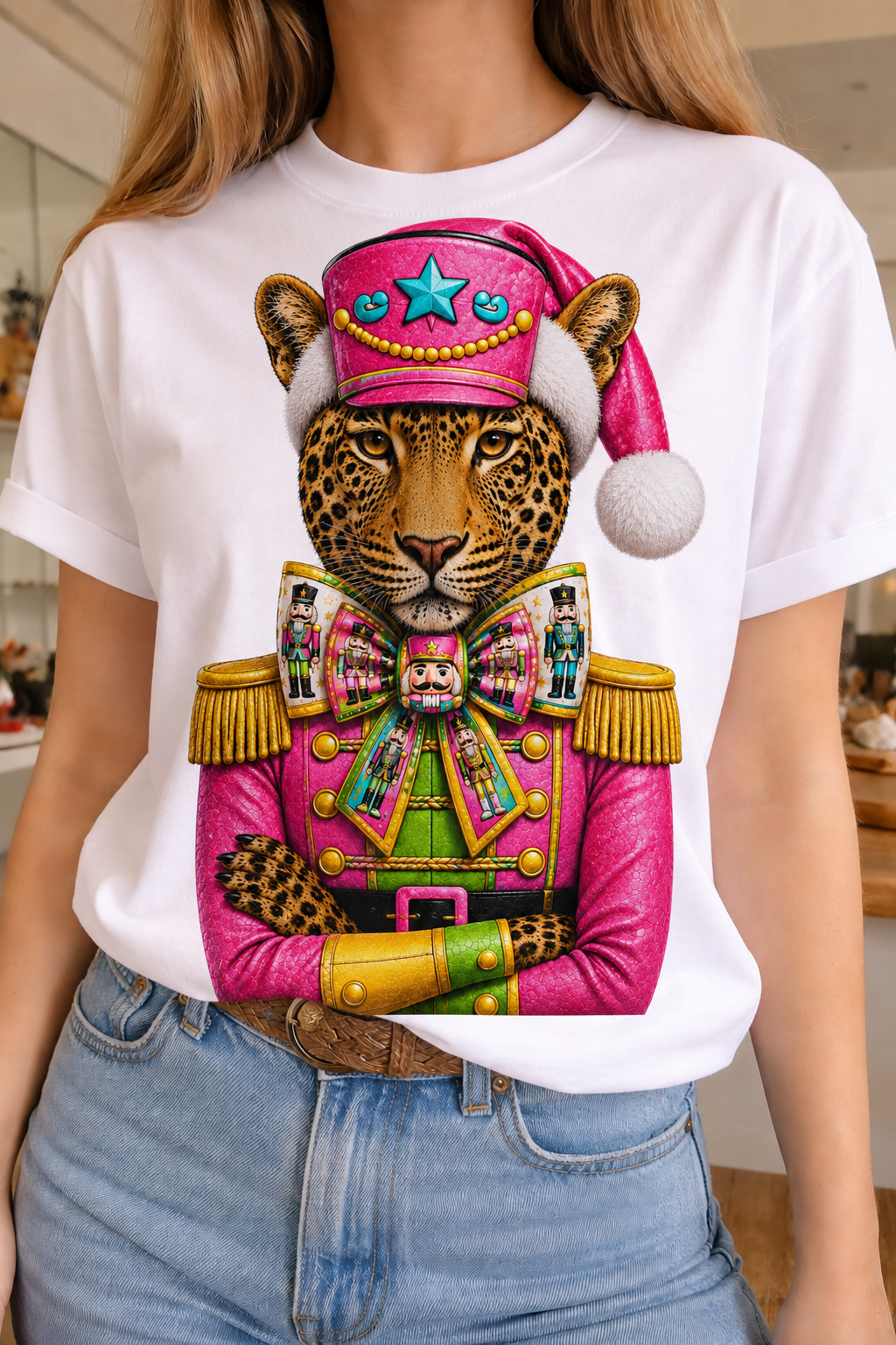 Nutcracker Leopard on White Crew