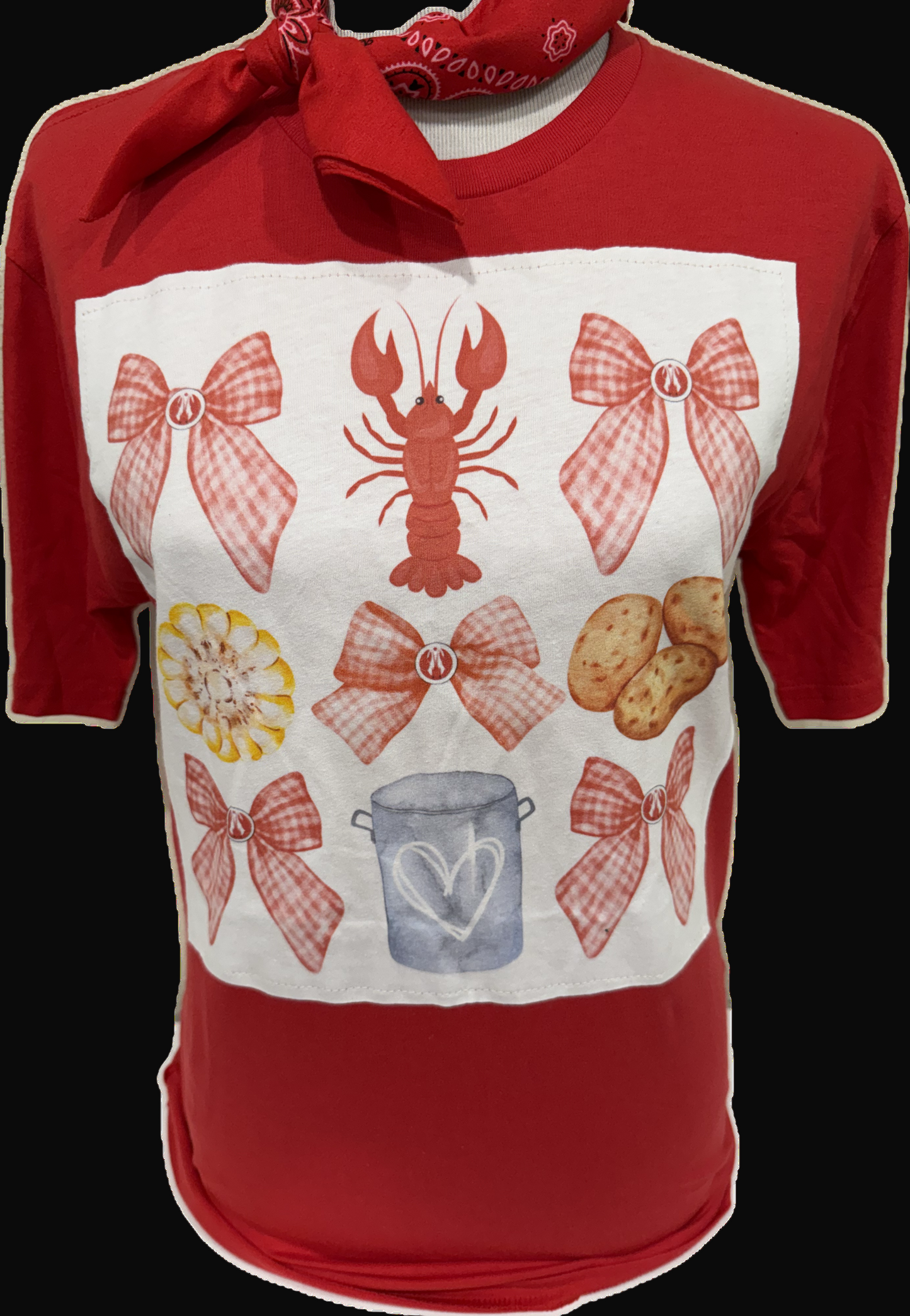 Coquette Crawfish Boil Patch on Red Crew