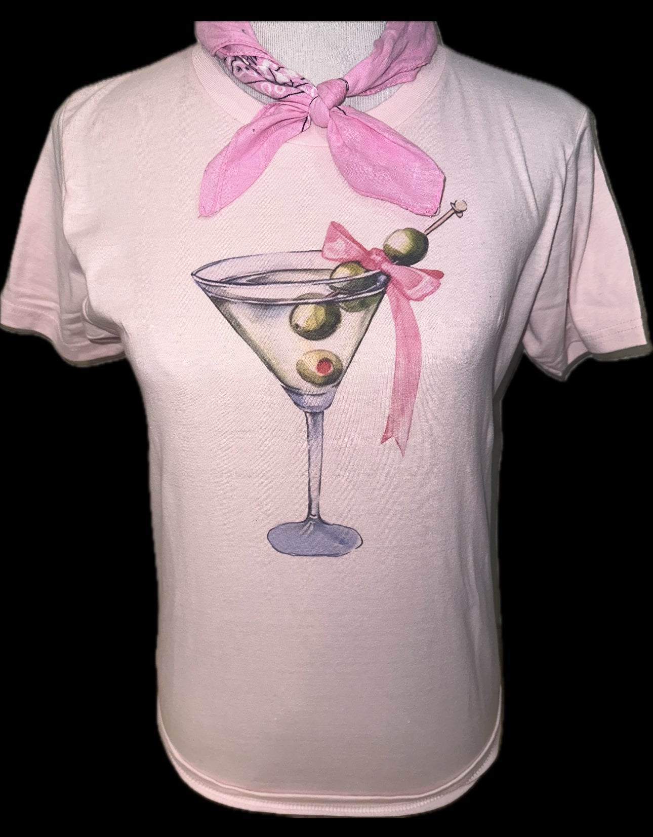 Dirty Martini on Light Pink Crew