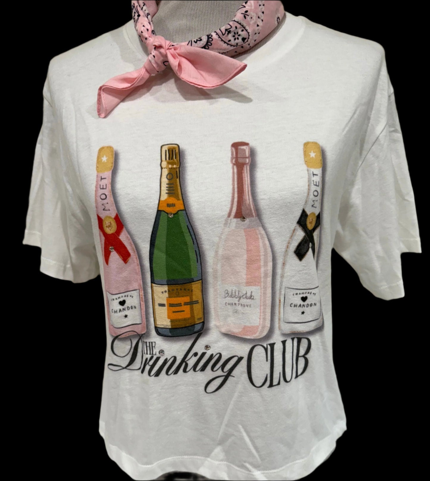 The Drinking Club on (White Crew or White Cropped Crew)