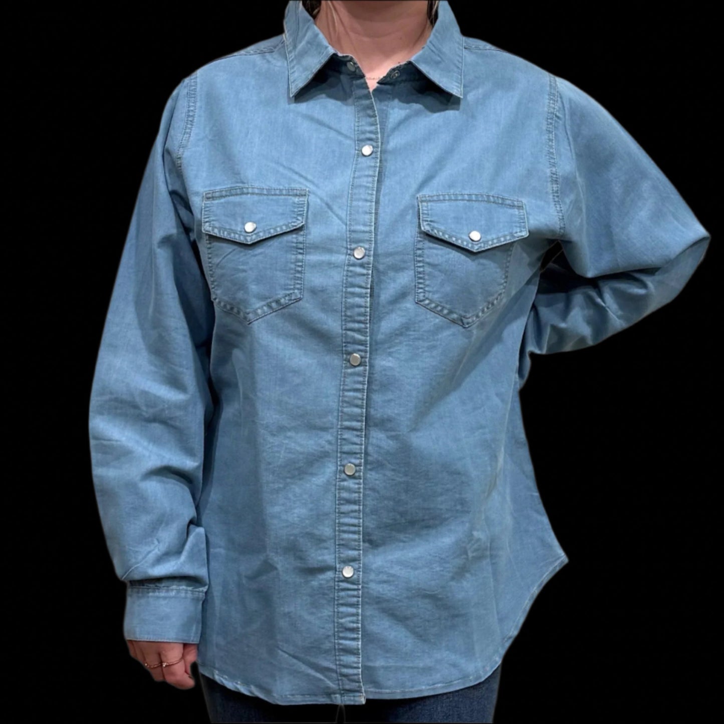 Lady of Guadalupe Patch on Denim Pearl Snap