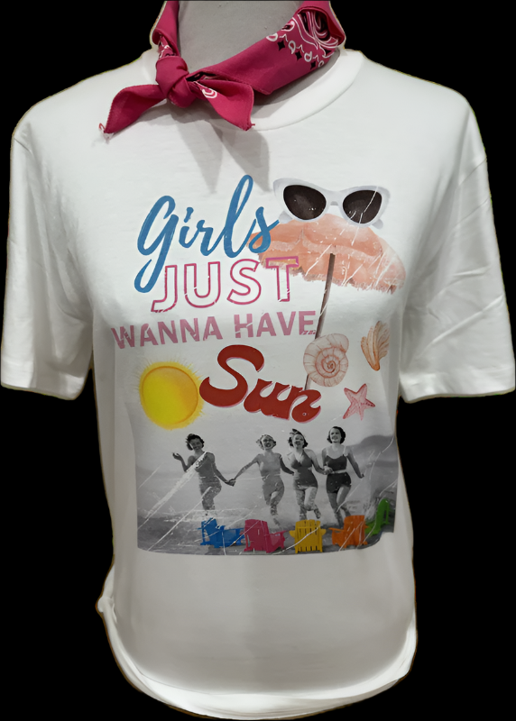 Girls Just Wanna Have Sun on White Crew