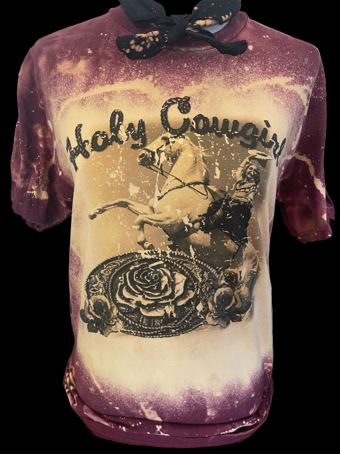 Holy Cowgirl on Sports Bleached Maroon Crew