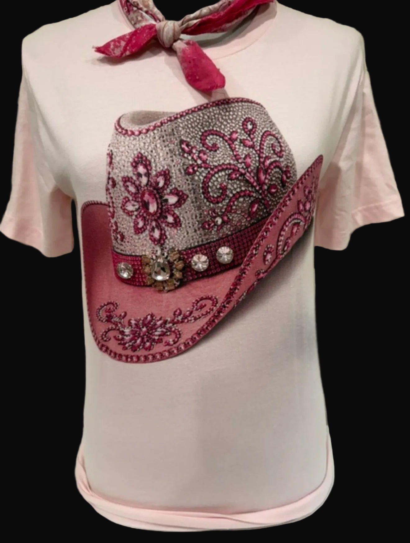 Rhinestone Cowboy Hat on Pink Tee
