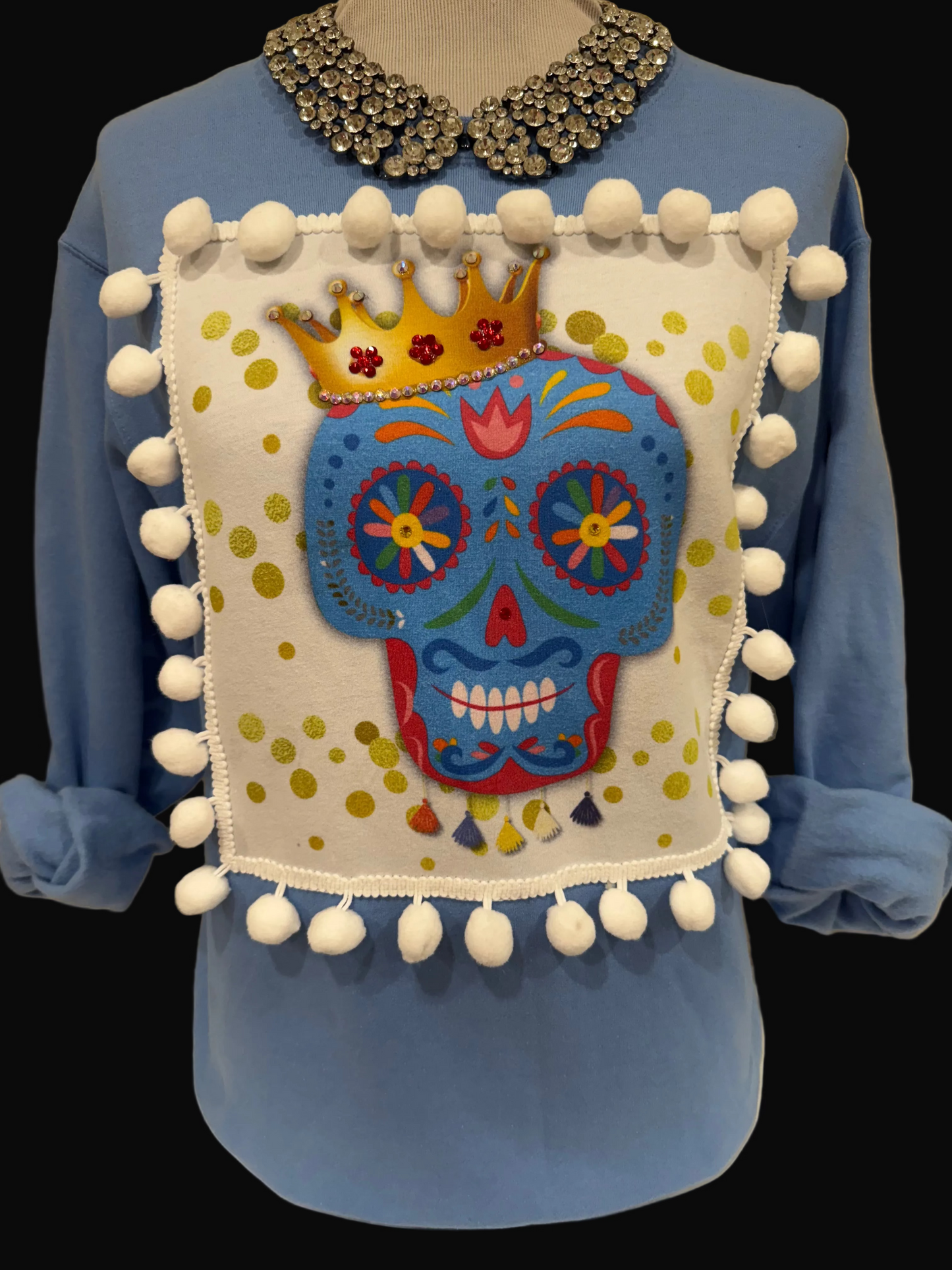 Sugar Skull Crown on White Crew