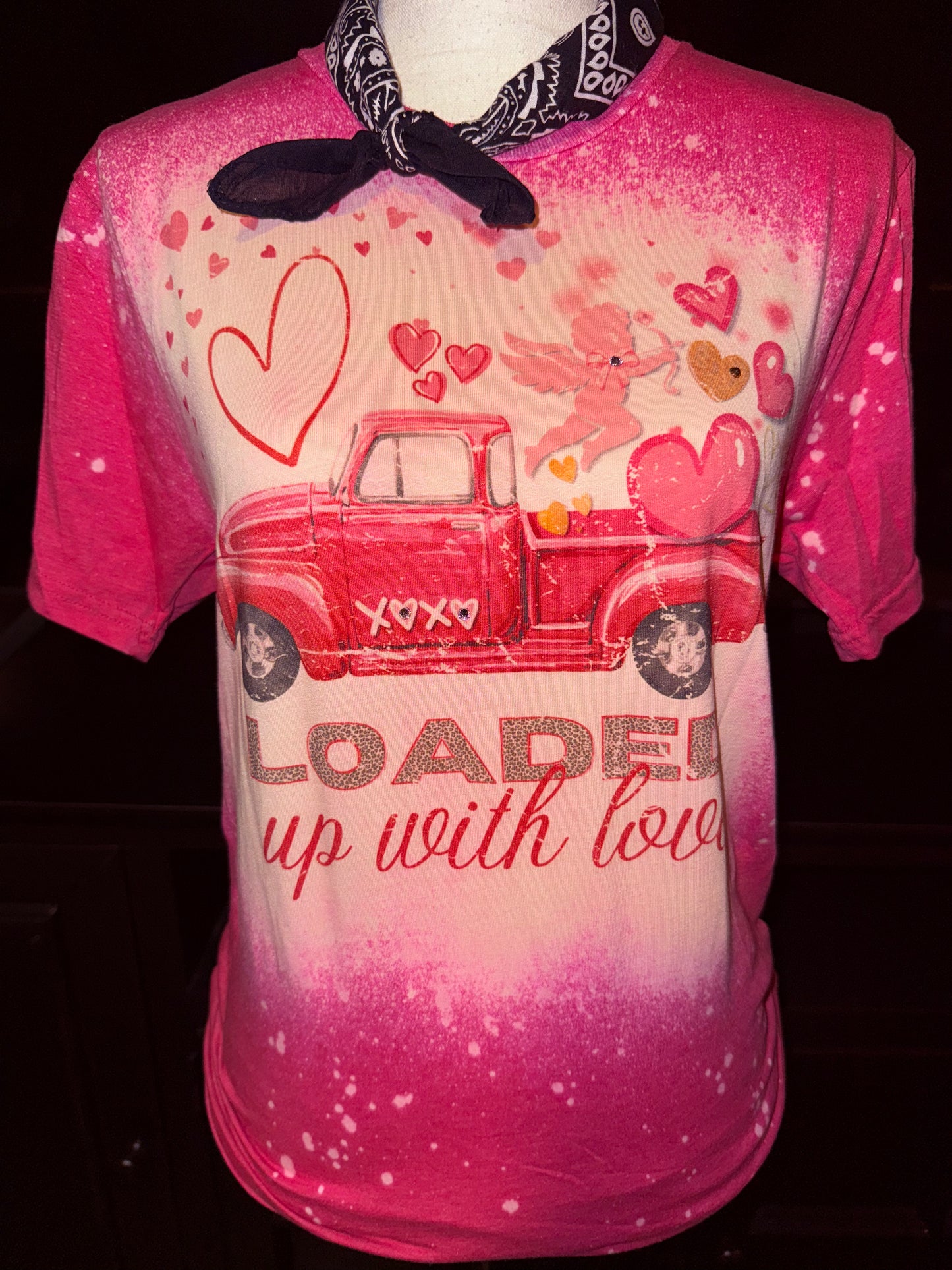 Loaded up with Love Red Truck on Sports Bleached Heliconia Crew