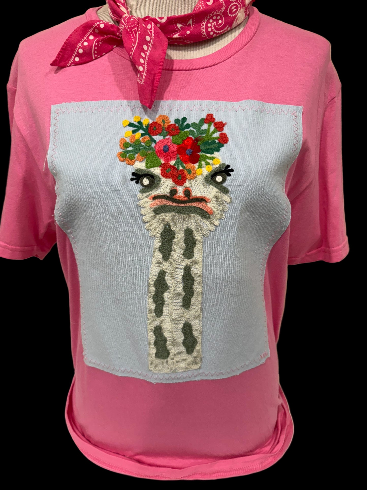KL Floral Ostrich Patch on Heliconia Crew