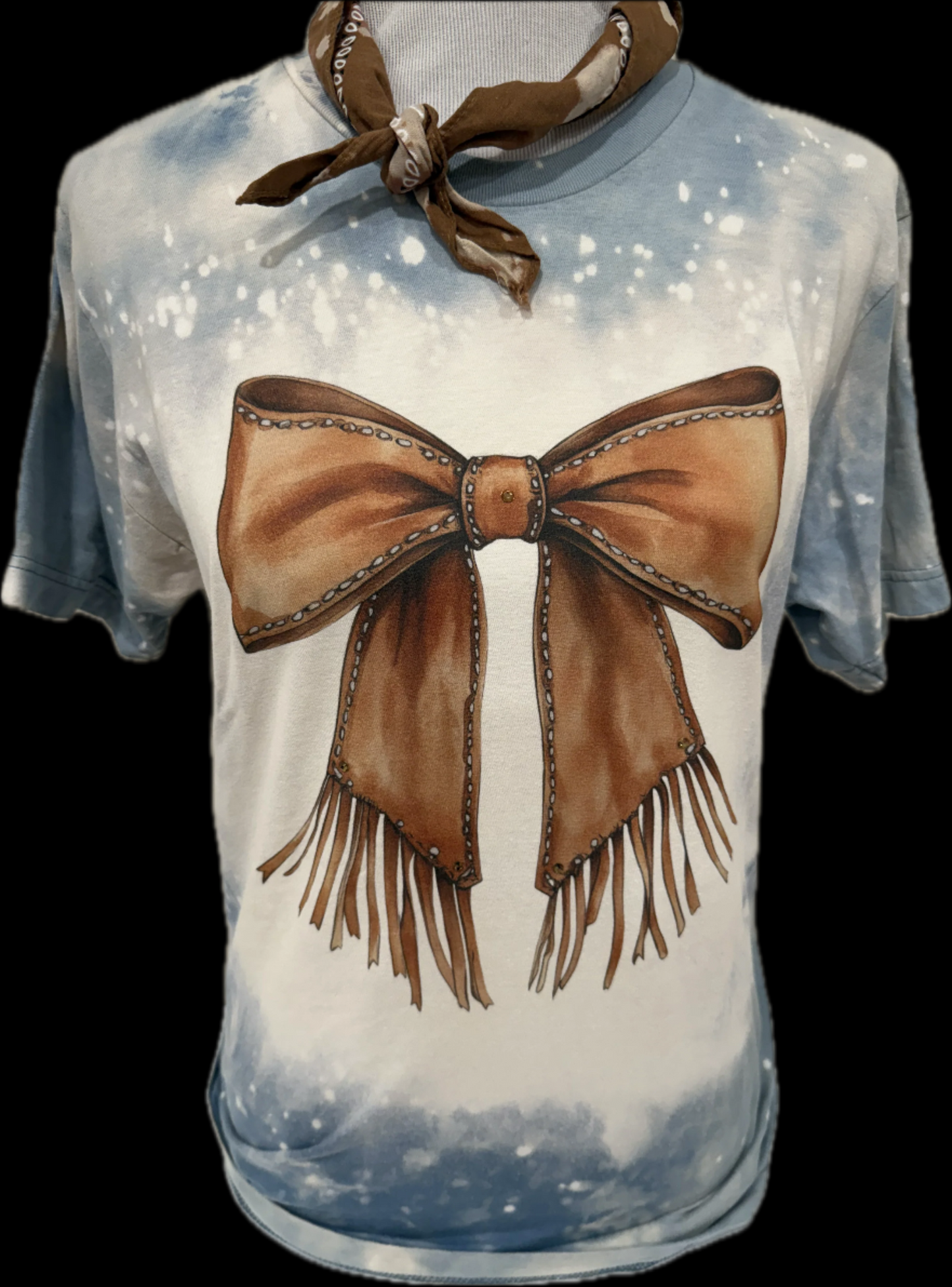 Fringe Leather Bow on (Natural OR Sports Bleached Slate) Crew