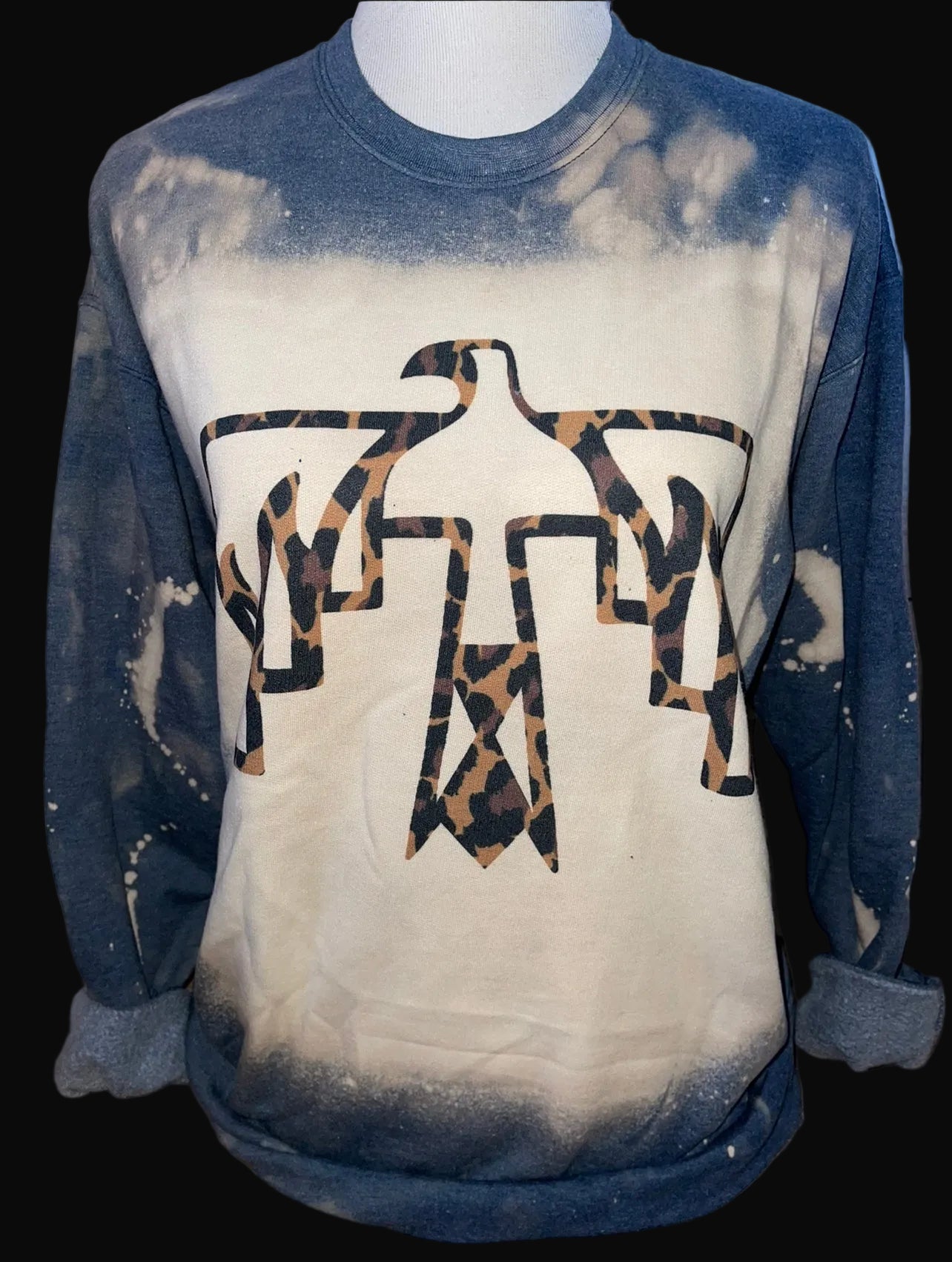 Leopard Free Bird on Sports Bleached Charcoal Sweatshirt