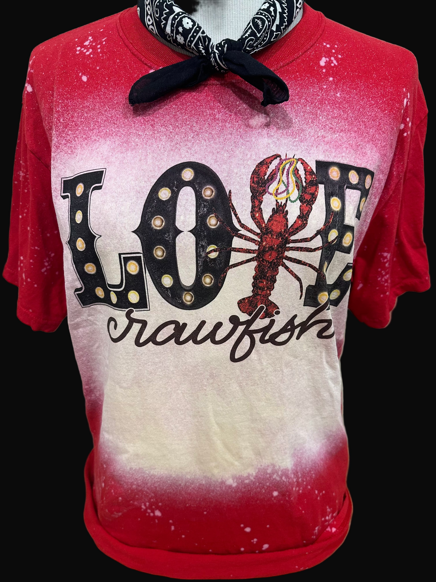 Love Crawfish on Sports Bleached Red Crew