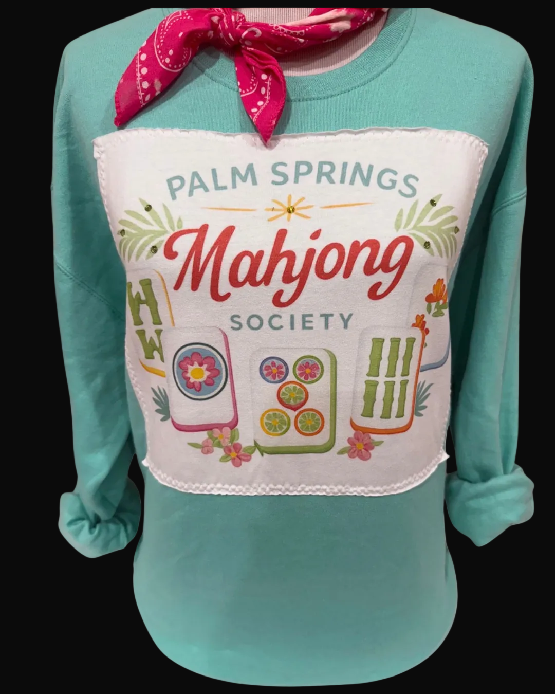 Palm Springs Mahjong Society Crew or Patched Sweatshirt