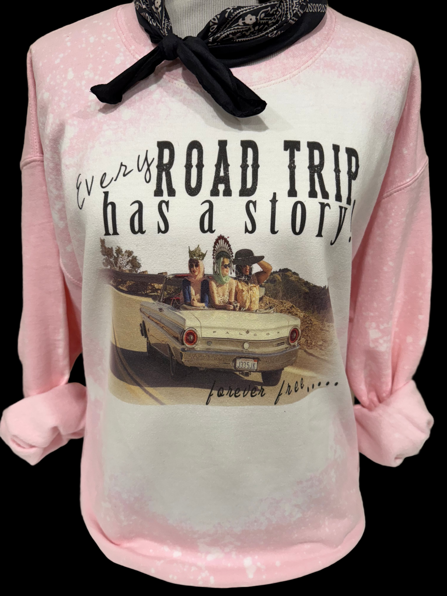 Every Roadtrip has a Story on (Natural Crew, Sports Bleached Charcoal Crew, Patch Denim OR Sports Bleach Lt Pink Sweatshirt)
