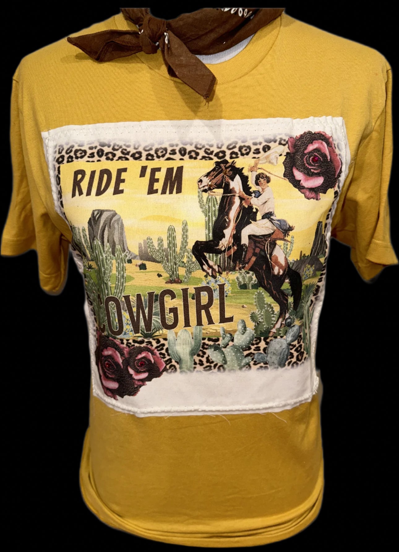 Ride 'Em Cowgirl Leopard Border on (Natural, Silver, Patch Ginger OR SB Black) Crew