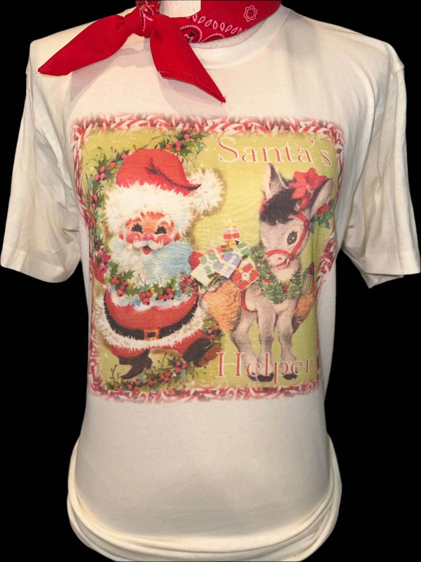 Santa's Helper on Natural Crew OR White Long Sleeve
