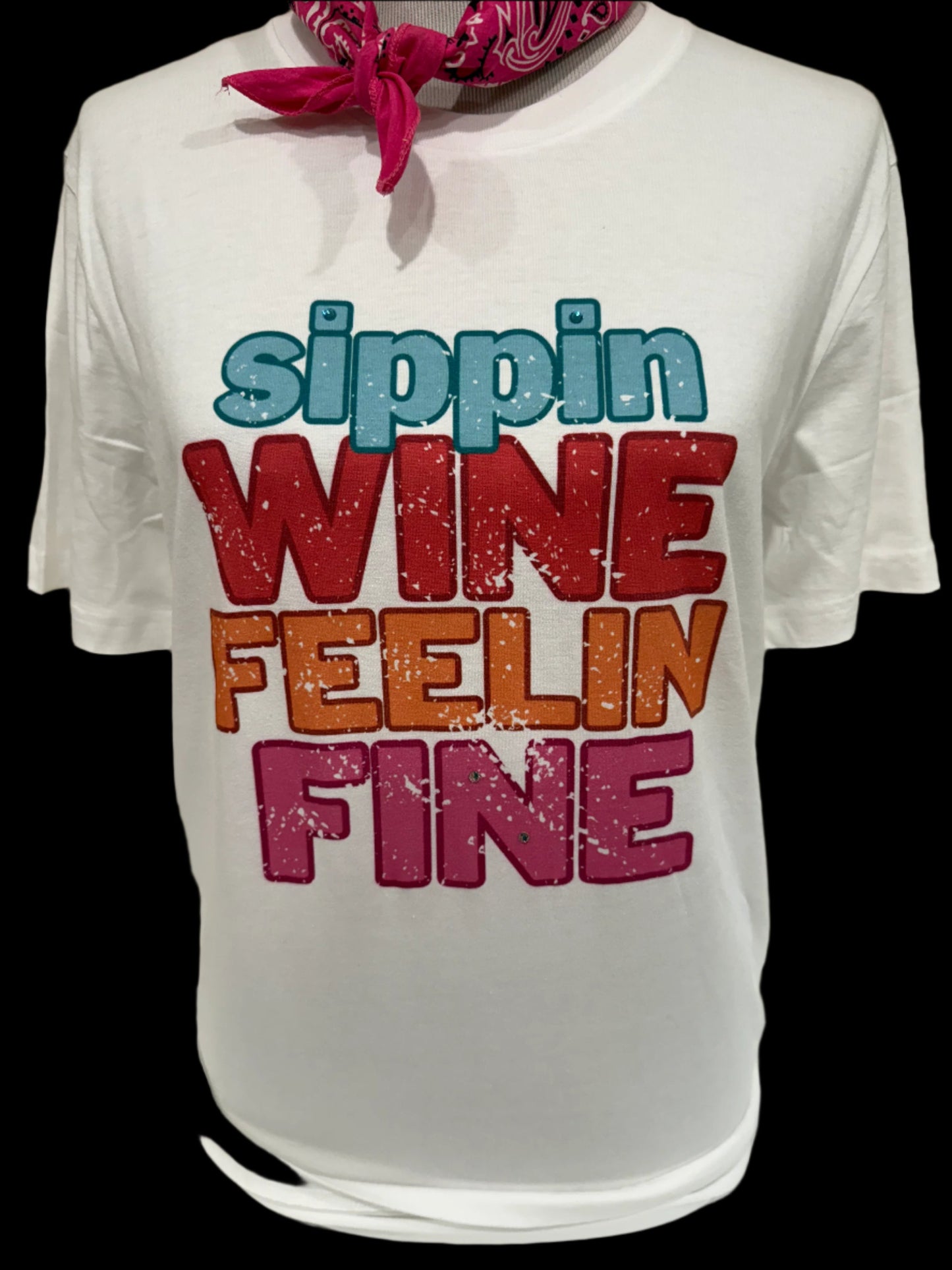 Sippin Wine Feelin Fine on White Crew