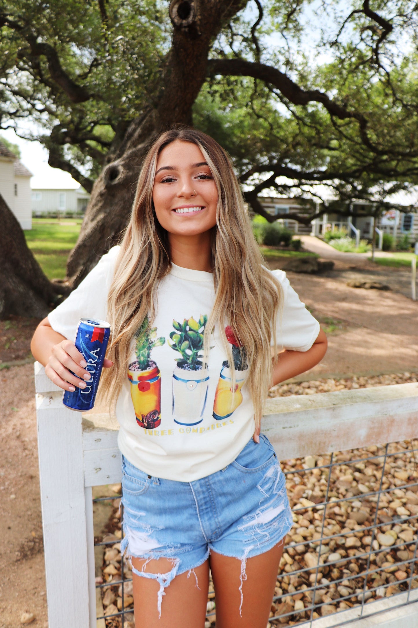 Three Compadres on (Natural Crew OR Sports Bleached Charcoal Sweatshirt)