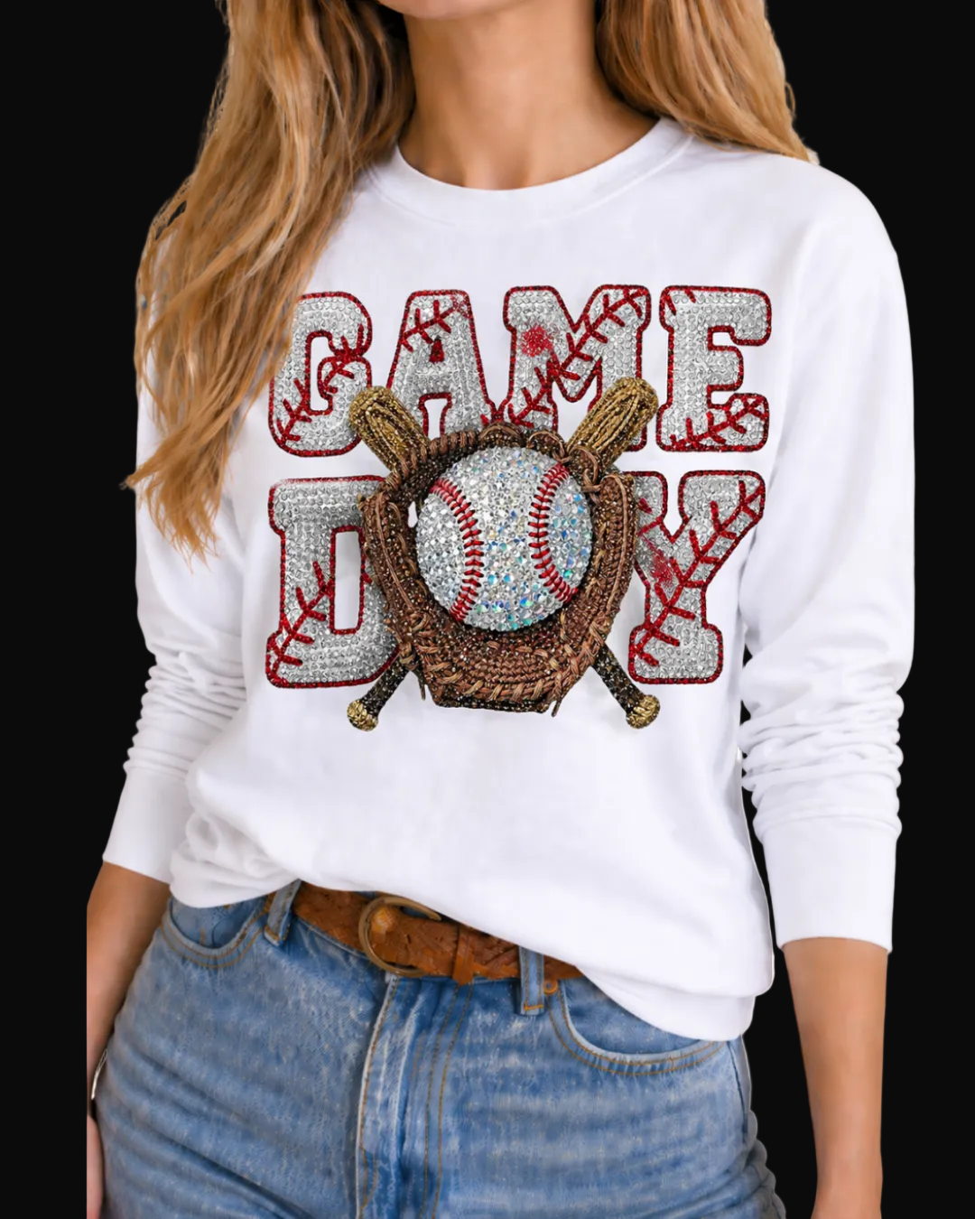 Sparkly Softball Game Day Long Sleeve