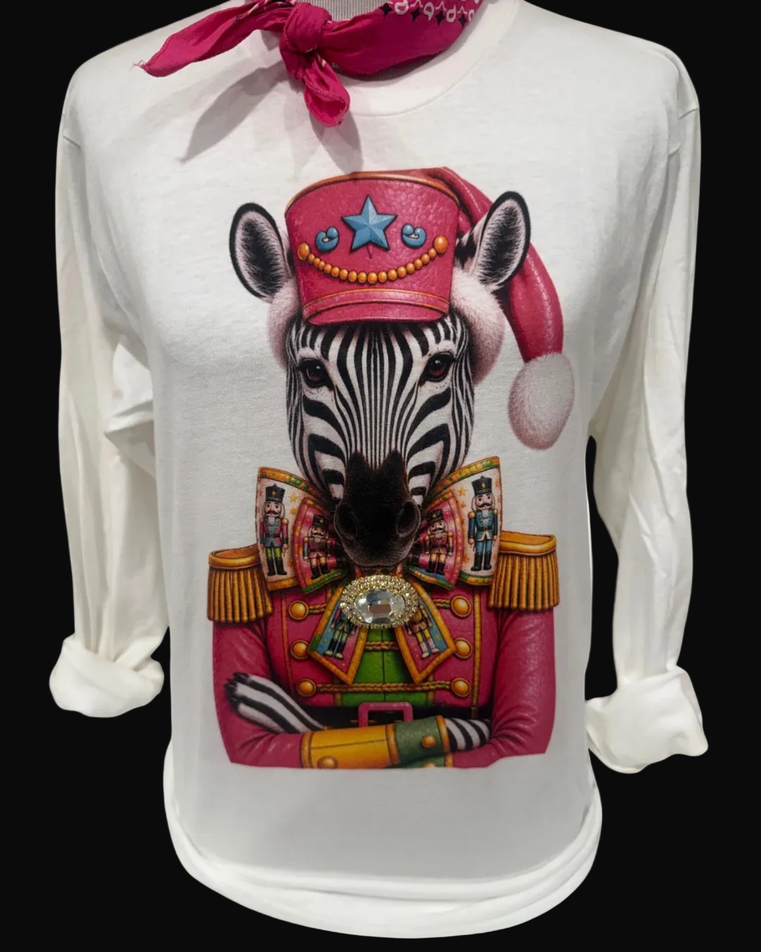 Nutcracker Zebra on White Crew and Long Sleeve
