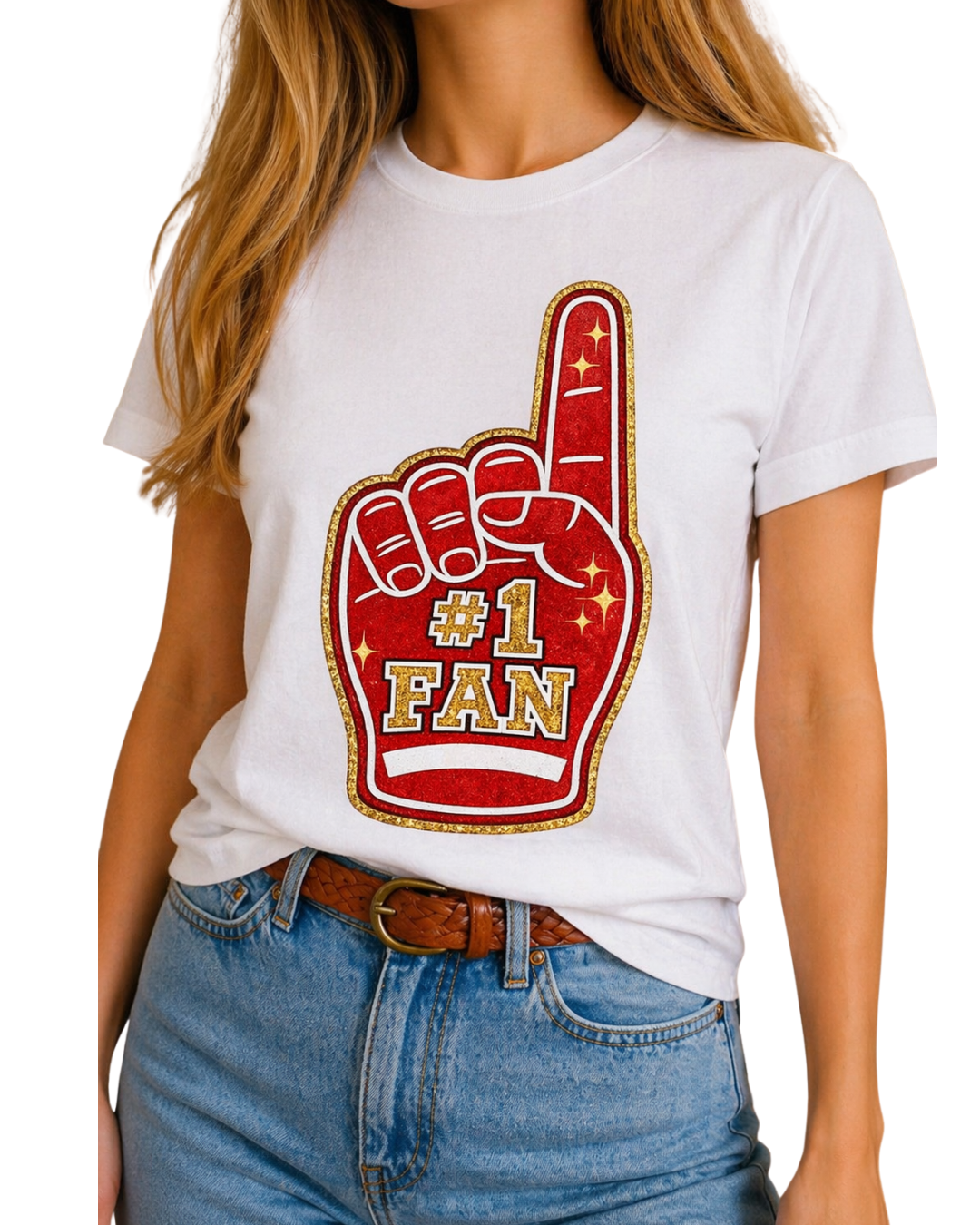 Sequin Patch #1 Fan Foam Finger Tee