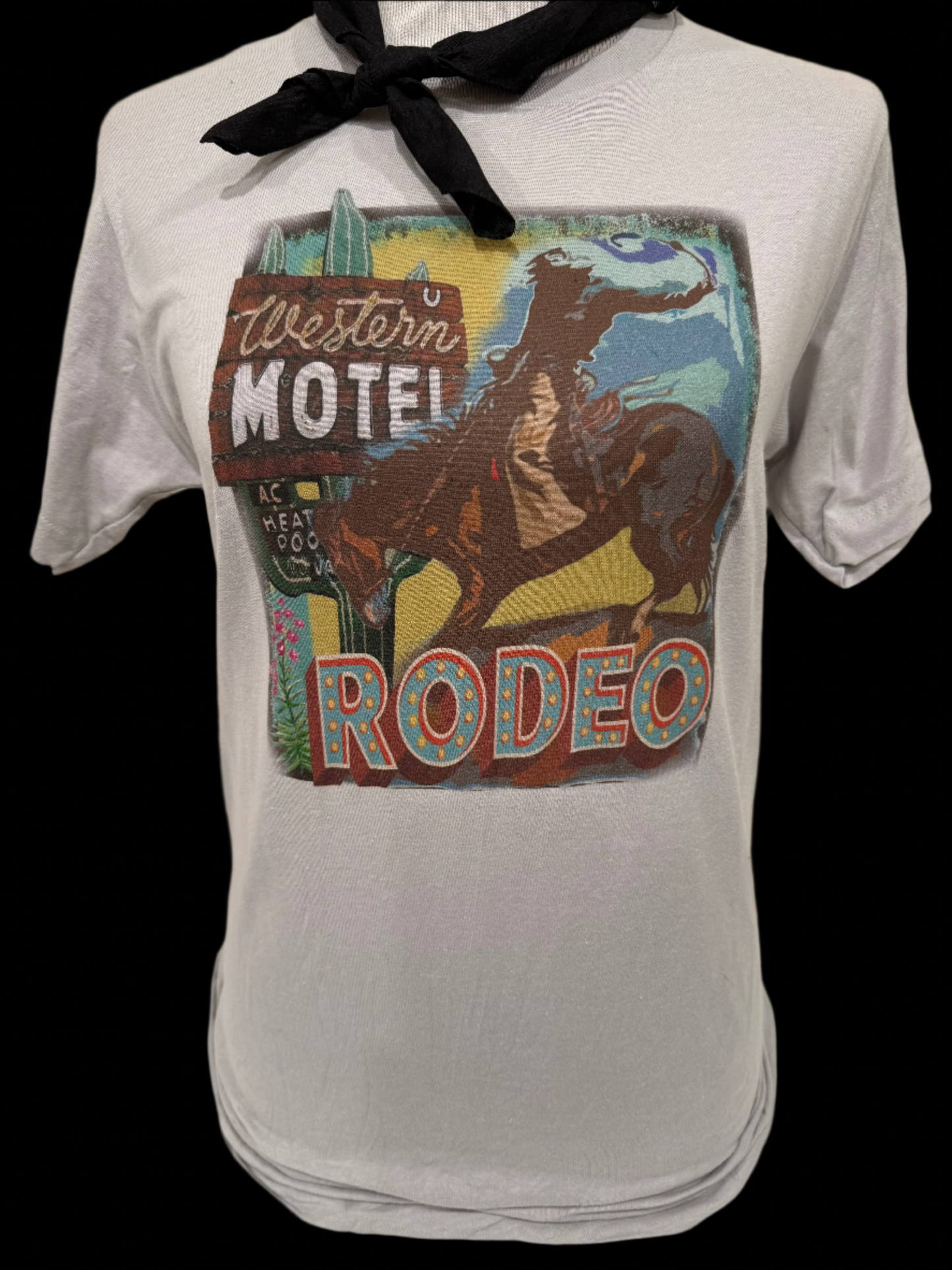 Western Motel Rodeo on (Hth Grey OR Silver) Crew OR Hth Grey Sweatshirt