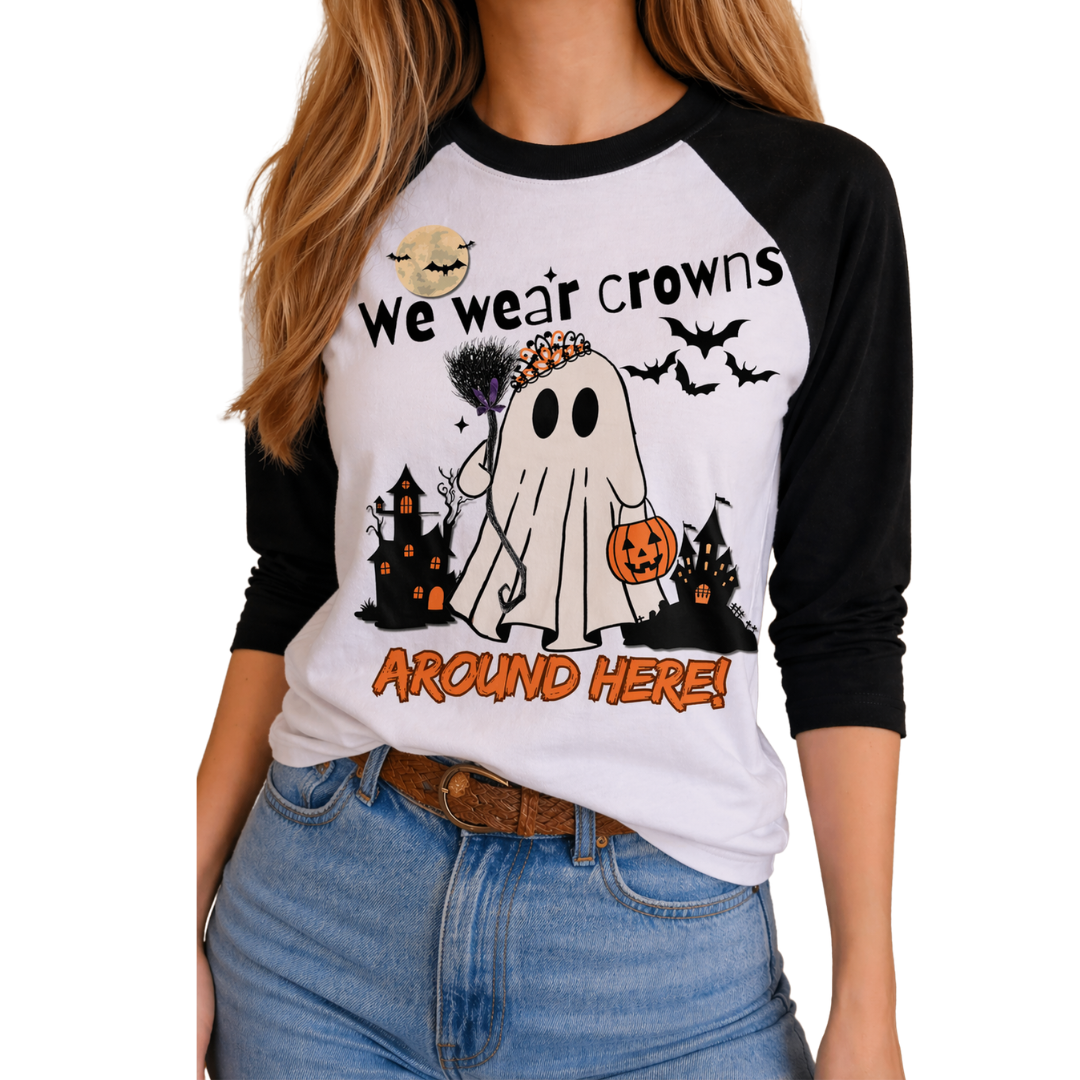 We Wear Crowns on White & Black/White Raglan