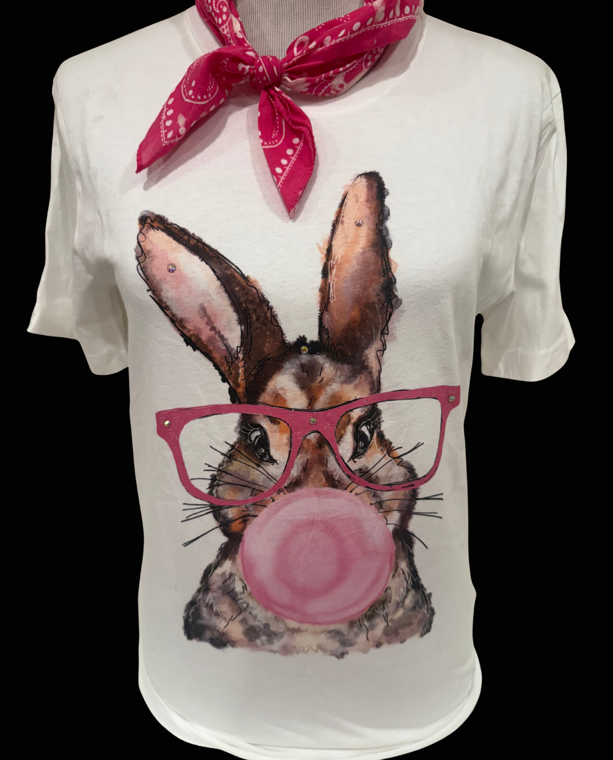 Bubble Gum Bunny on White Crew