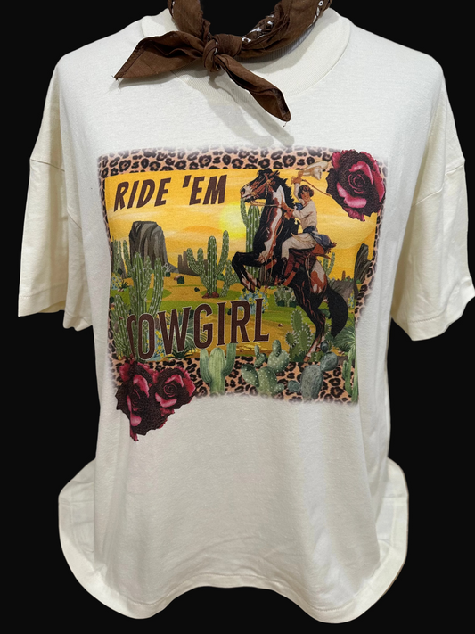 Ride 'Em Cowgirl on Natural or Silver Crew