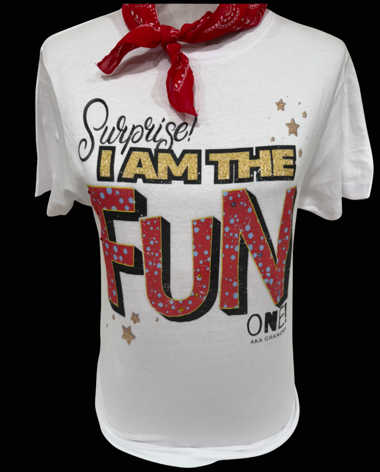 Surprise! I Am The Fun One on Sports Bleached Black, Aqua or White Crew