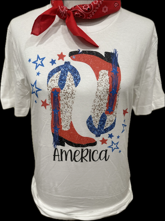 America Ying Yang Boots on White Crew