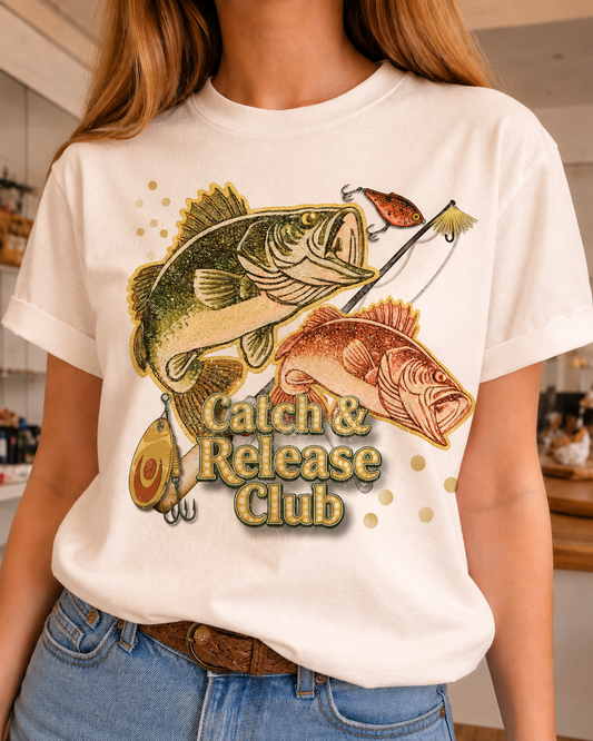 Catch & Release Club on Peach & White Crew