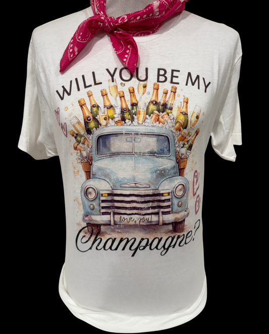 Will You Be My Champagne on White Crew