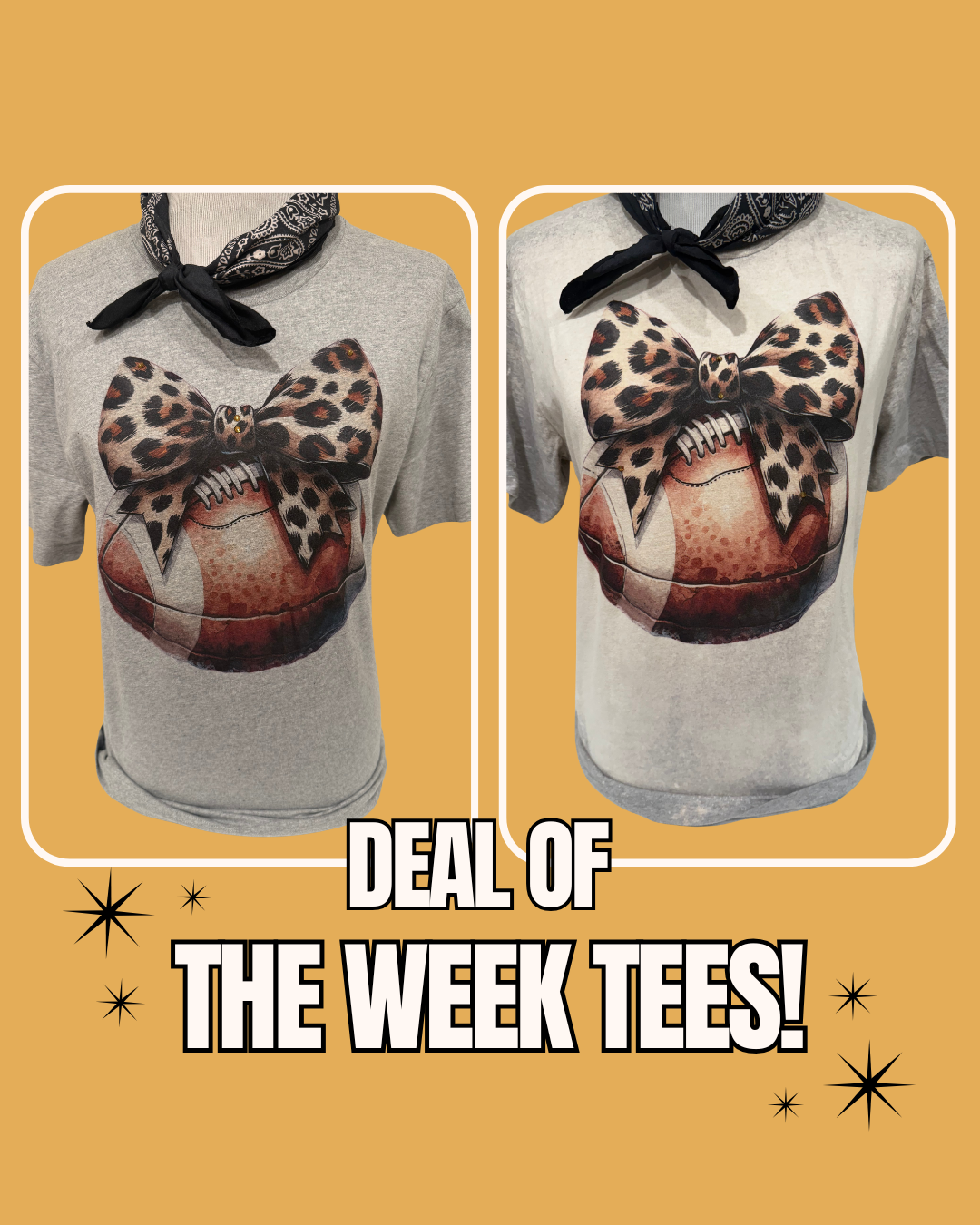 DEAL OF THE WEEK - Bleached Football Bow Tees