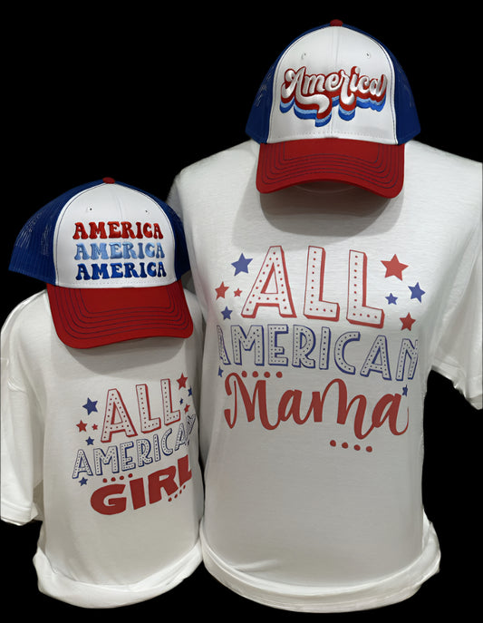 All American Mama on White Crew