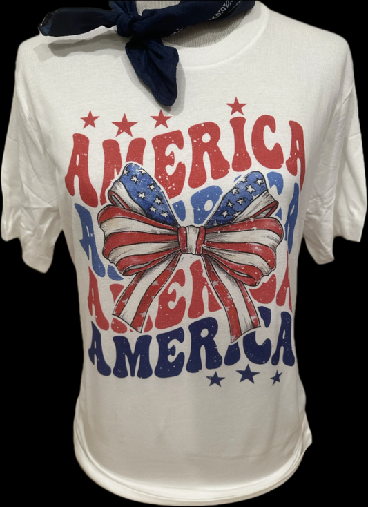 America Bow on White Crew