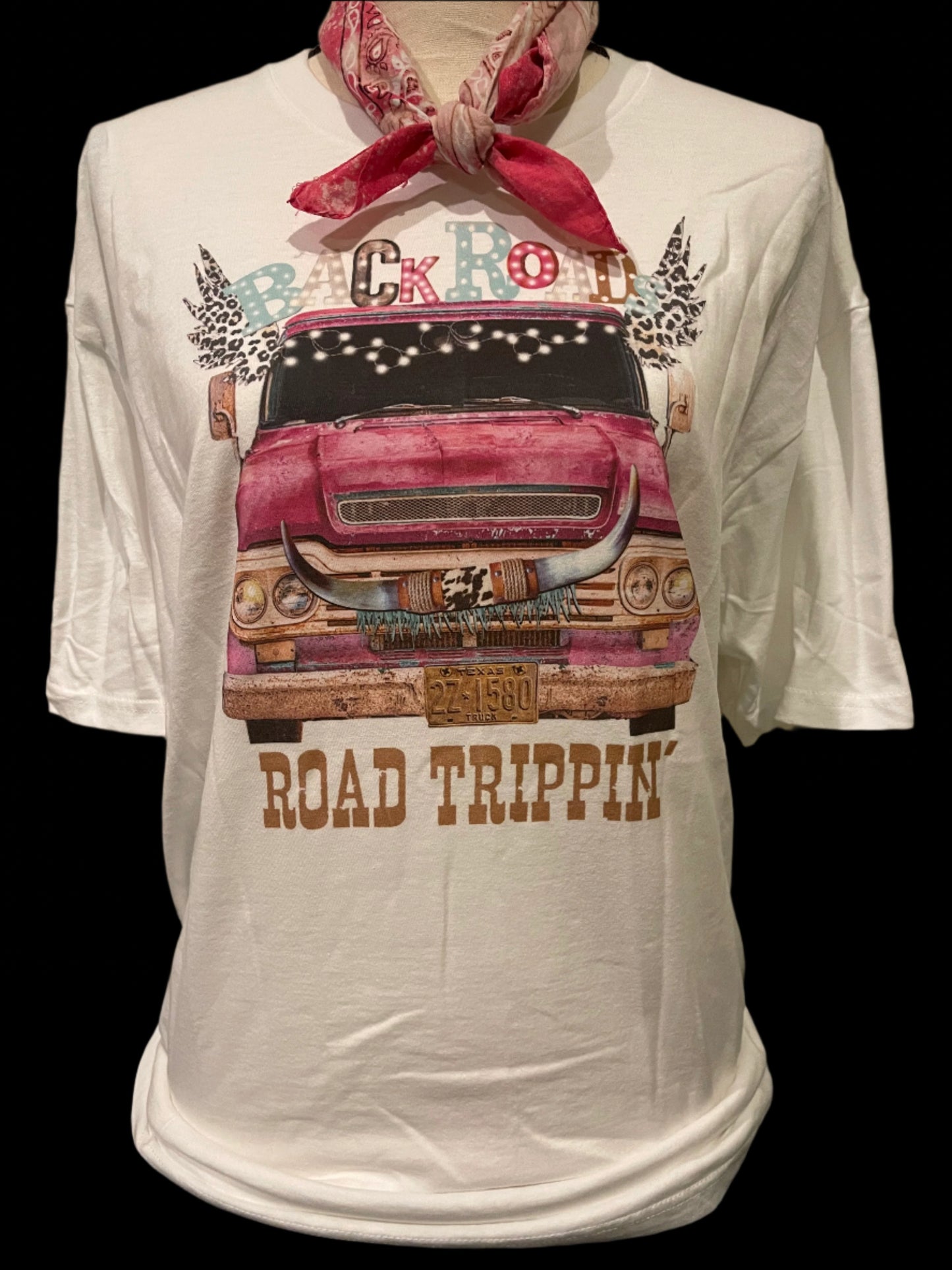Back Road Road Trippin on (White or Bleached Charcoal) Crew