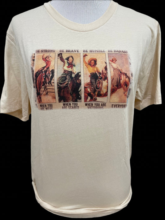 Be Badass on (Natural OR Silver Vneck) Crew