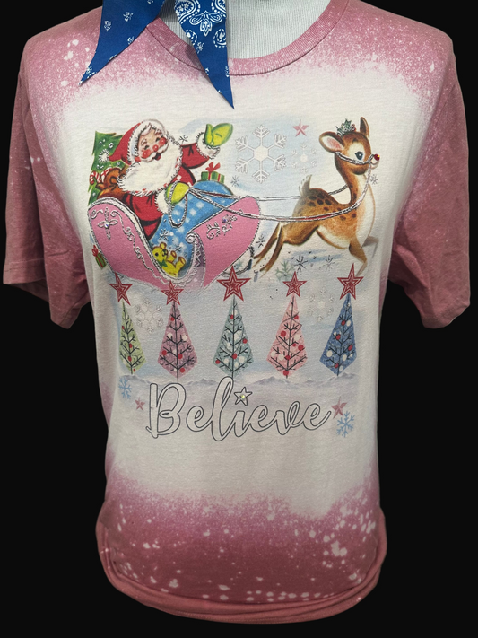 Believe on Pink Sports Bleached Pink Crew