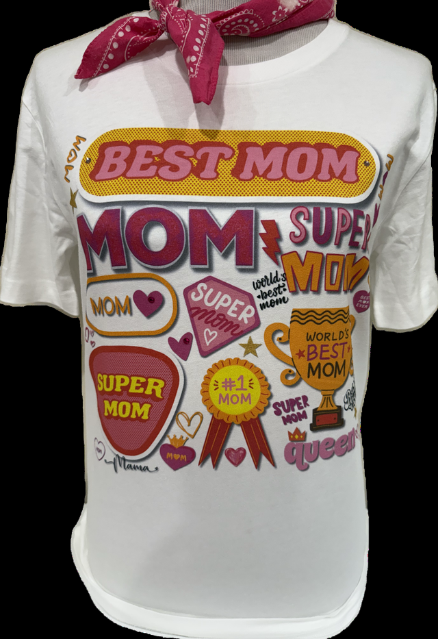 Best Mom Stickers on (White OR Patch Heliconia) Crew