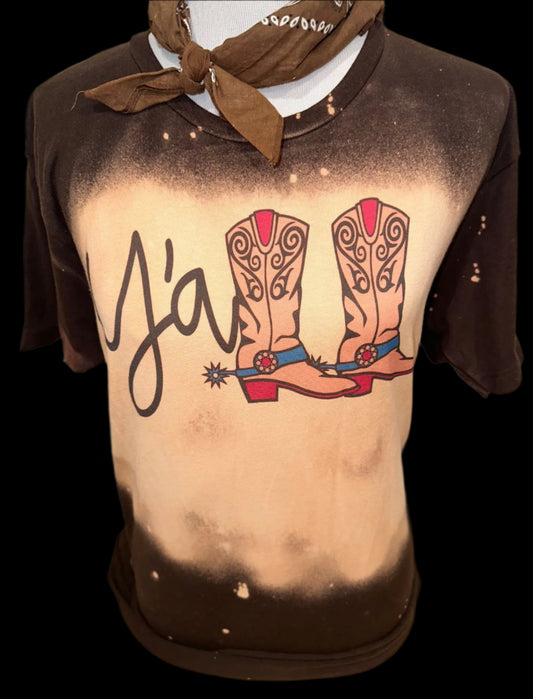 Boots Y'all on Sports Bleached Brown Crew